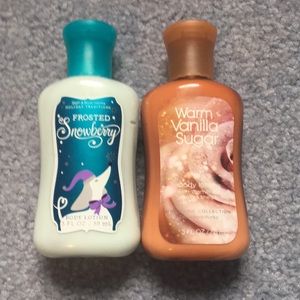 Bath and Body Works Warm Vanilla Sugar and Frosted Snowberry Mini Lotion Bundle